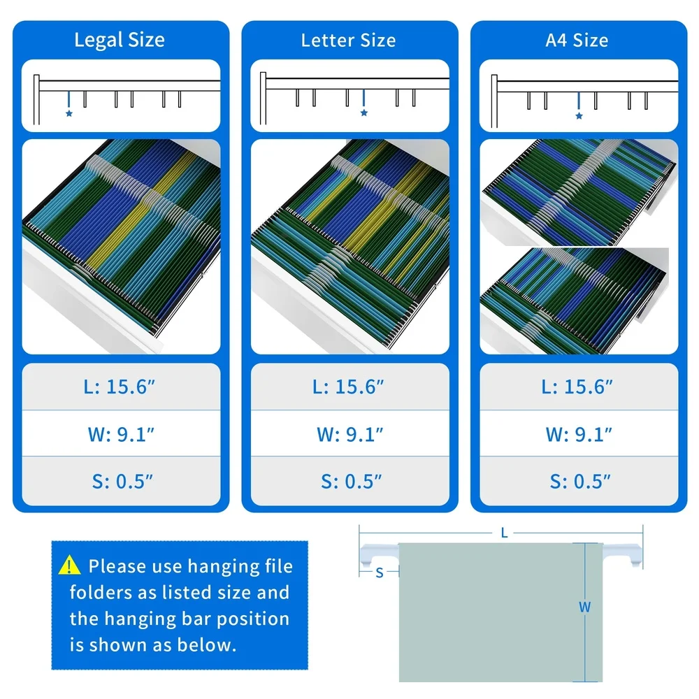 Lockable 3-Drawer Rolling File Cabinet on Wheels Portable Steel Storage A4 Letter Legal Documents Office Use