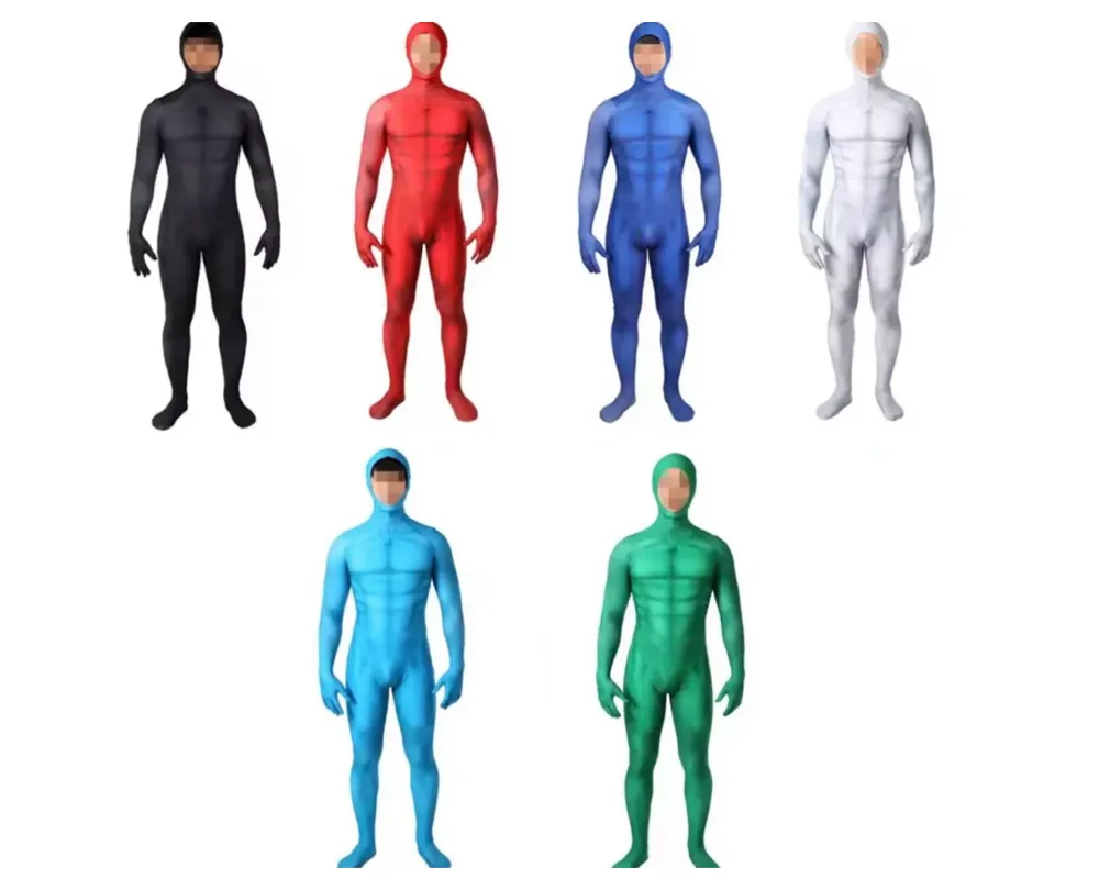 

Adults Green/Red/Blue/Black/White Muscle Shades Superhero Cosplay Costume Printed Bodysuit Halloween Zentai Suit Party Jumpsuit
