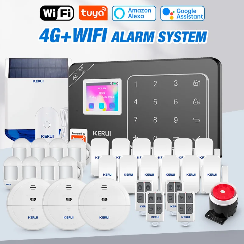 

KERUI GSM 4G WiFi Alarm Security System Alarm for Home 433mhz Security Protection Alexa Burglar Alarm PIR Motion Sensor W184