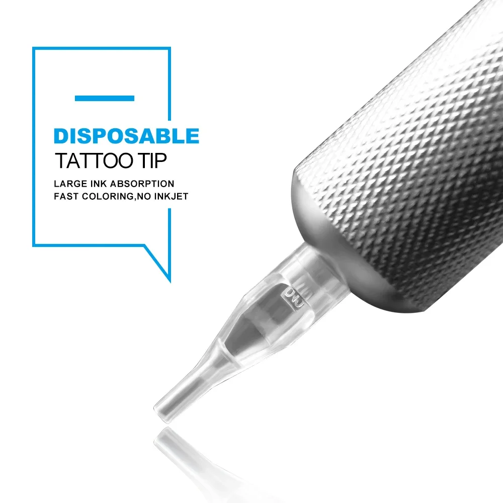 Plástico descartável tatuagem dicas, pontas longas, branco, tubo do bocal, tatuagem suprimentos, 3, 5, 7, 9, 11, tamanho 14RT, 50pcs