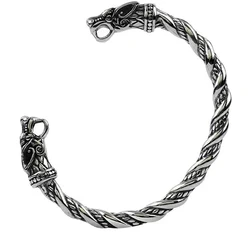 Viking Wolf Fenrir Bangle Adjustable Alloy Norse Scandinavian Torc Jewelry birthday Gifts for Men Husband Boyfriend Best Friends