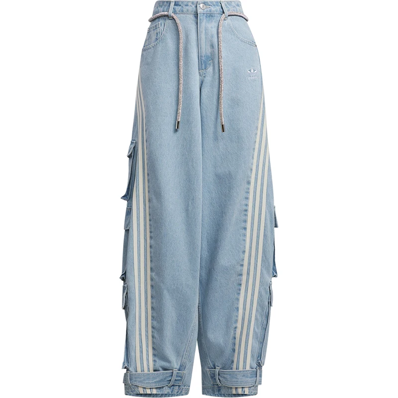 Adidas Official Genuine Women's Denim Workwear Loose Twist Pants