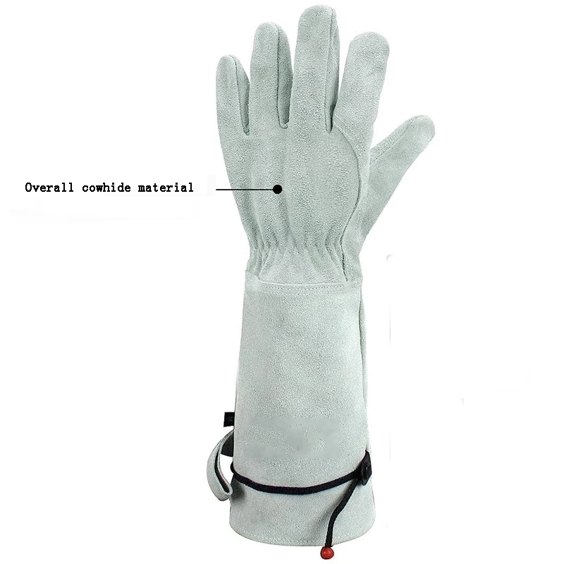 Rękawice ogrodowe ze skóry bydlęcej z długą rurką Odporne na przebicie rękawice ochronne do pracy Odporne na zużycie rękawice na placach budowy ogrodów