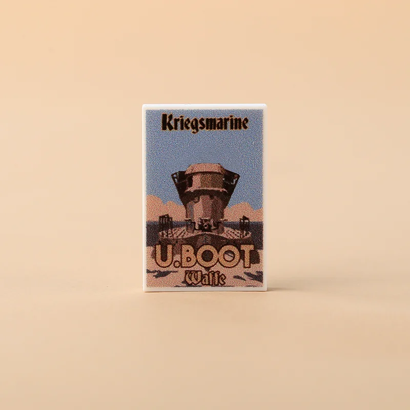 MOC – Mini briques imprimées de l'armée militaire, bloc de construction, figurines de ville, pièces, panneau d'avertissement, carte d'arme, pistolet soldat, jouets miniatures, cadeaux