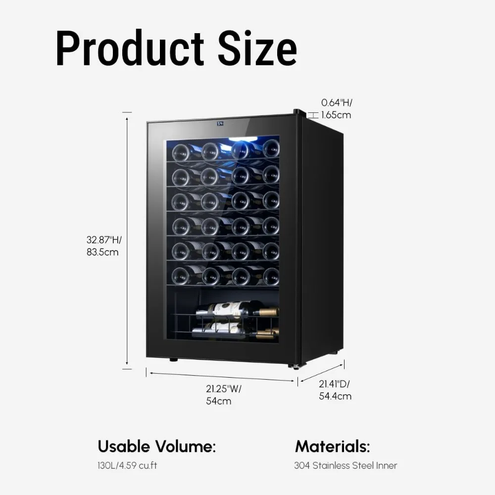 Холодильник для вина — холодильник для вина на 46 бутылок, 38–65 лет ℉   Цифровое управление с двойной стеклянной дверью и светодиодной подсветкой, отдельно стоящим или встроенным