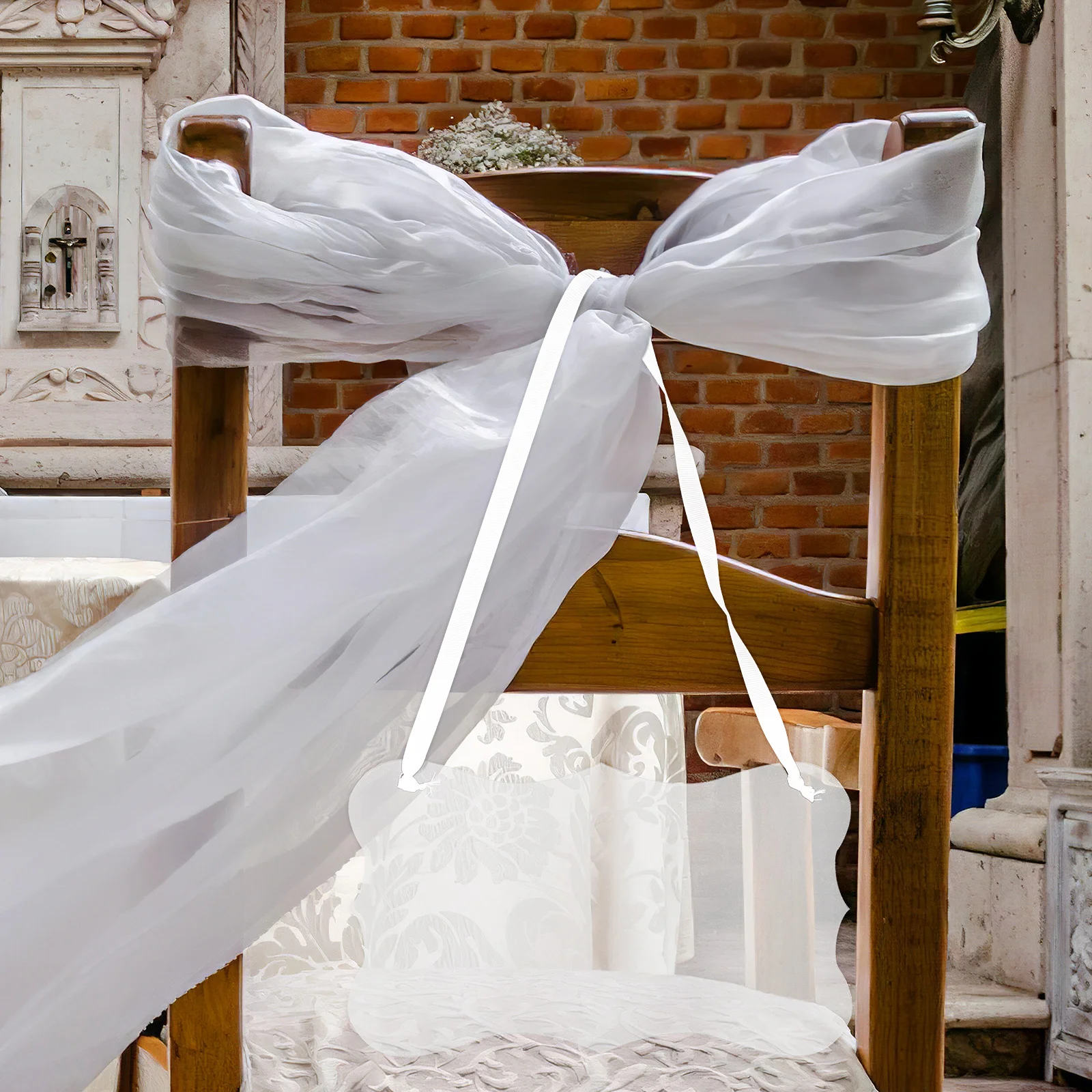 

4Pcs Hanging Reserved Signs Wedding Chairs Acrylic Clear Blank Tags Ribbon for Seat Reserve Banquet Party Event Decoration