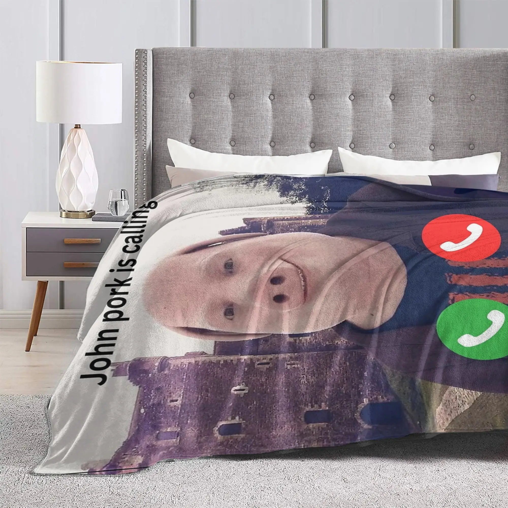 John Pork is Calling Meme Plush Blanket  Awesome Throw Blankets for Home Hotel Sofa  125*100cm Rug Piece