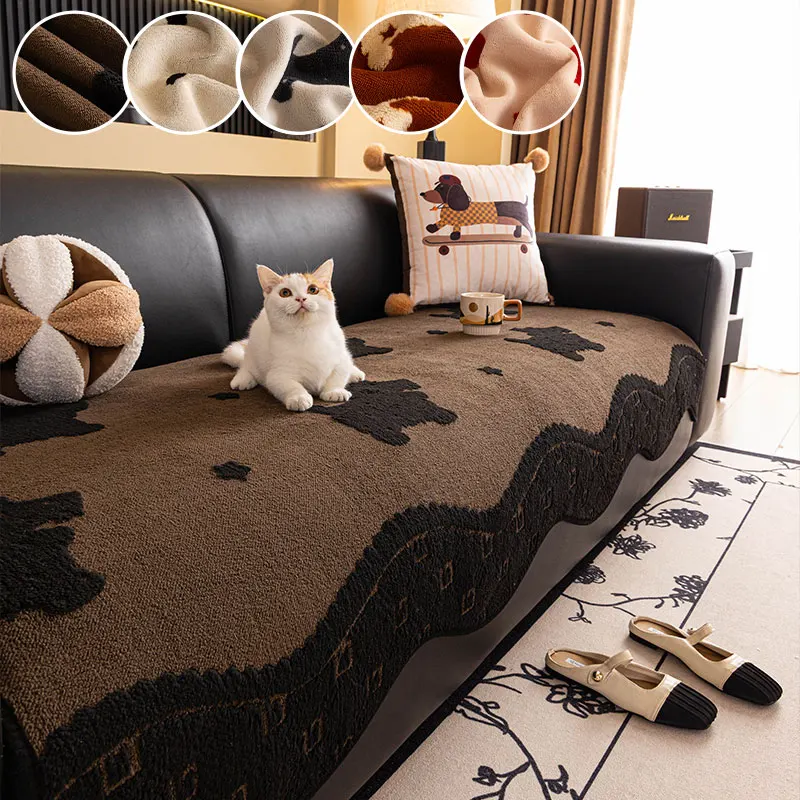 1PC-Four season universal irregular sofa cushion French retro cushion fixed anti slip straight row cushion