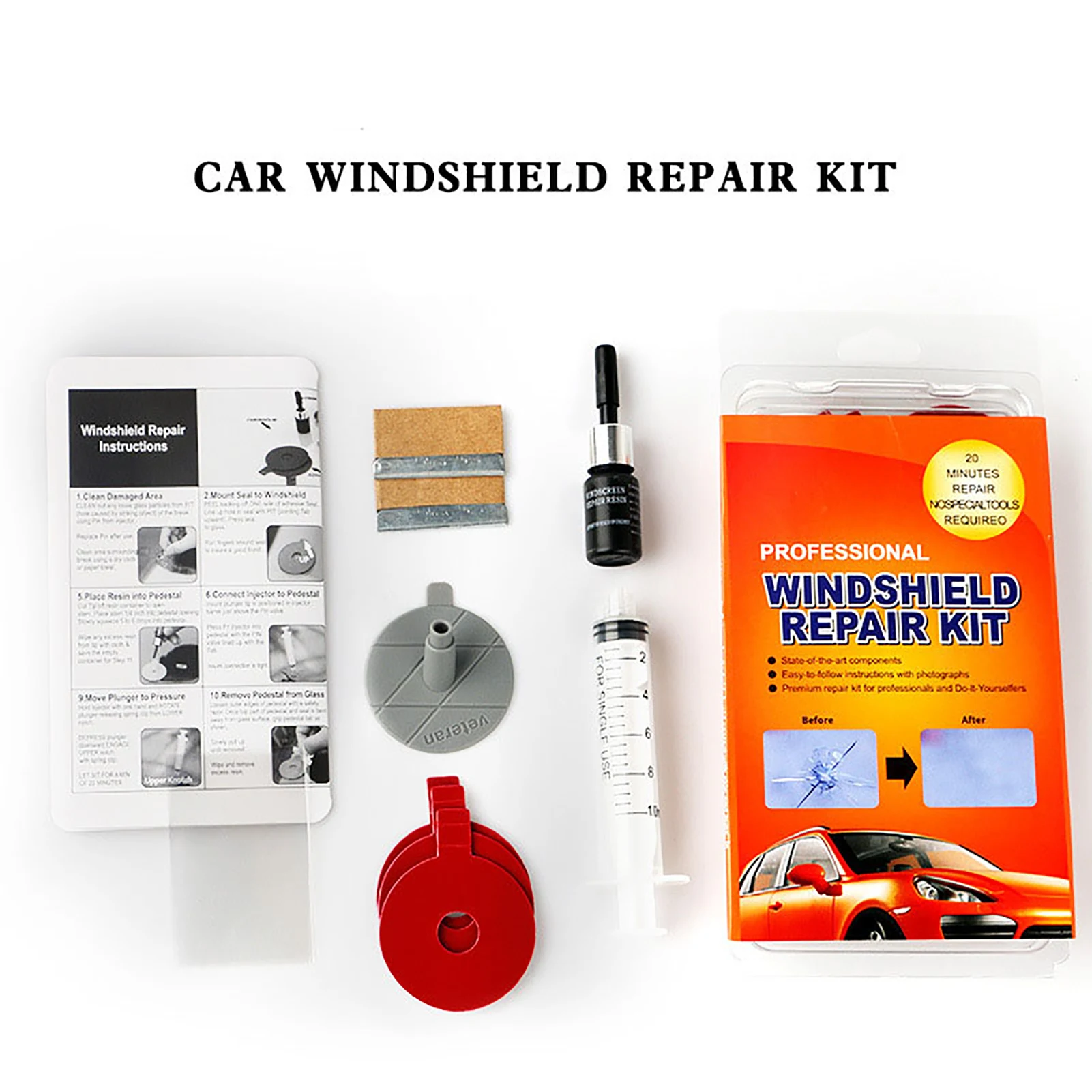 

Windshield Repair Kit Auto Windshield Glass Repair Tool Set Car Glass Repairing Resin For Windscreen Chip Scratches Cracks