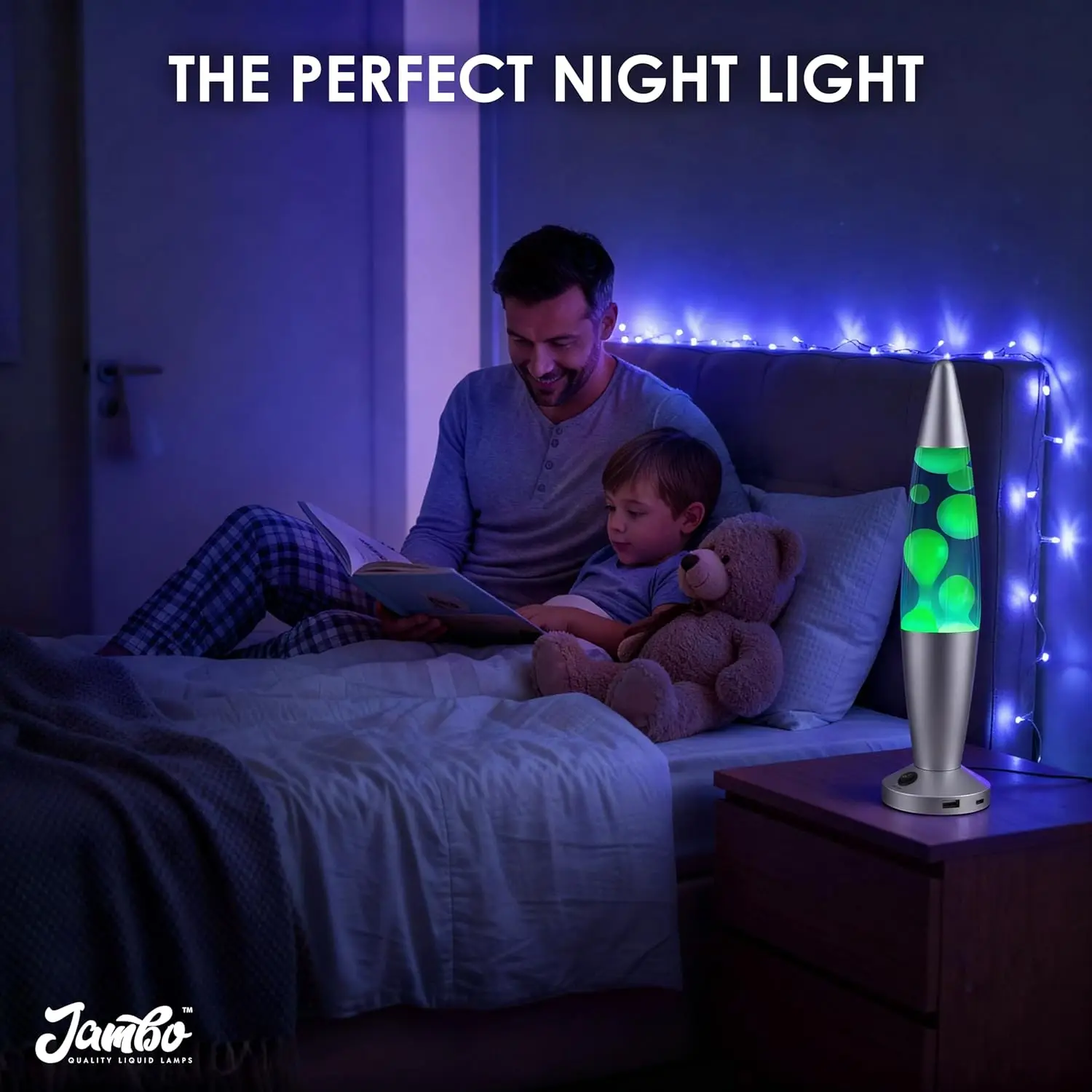 Lampe liquide de mouvement 16 "avec Ports USB, cire jaune liquide bleue, veilleuse relaxante pour chambre à coucher, salon, bureau