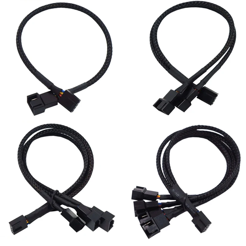 4Pin CPU Fan Splitter Cable 1 To 2/3/4 Way PC Fan Extension Power Adapter Wire Computer Cooling Fan Splitter Cable Accessories