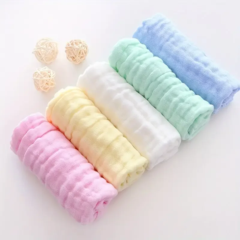 1/3/5Pcs Pure Cotton Six Layer Gauze Small Square Towel Infant Pleated Foam Gauze Small Towel Baby Drool Towel Face Towel