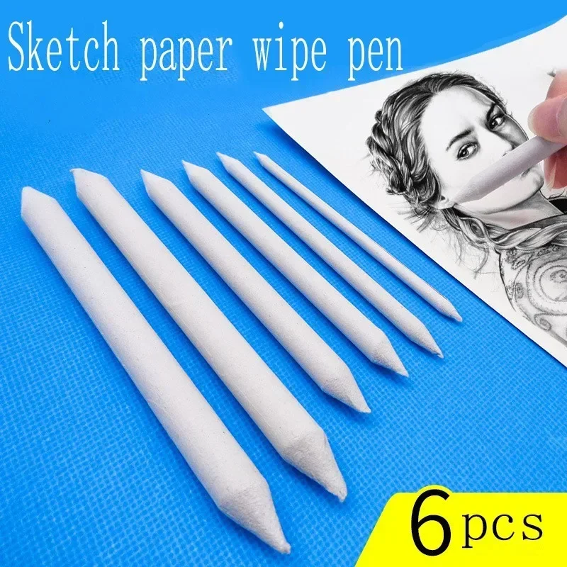 3/6PCS Set Profession Sketch Paper Eraser Pens Blending Stump Art Tool Sketches with Eraser Pens for Painting and Smearing Pen