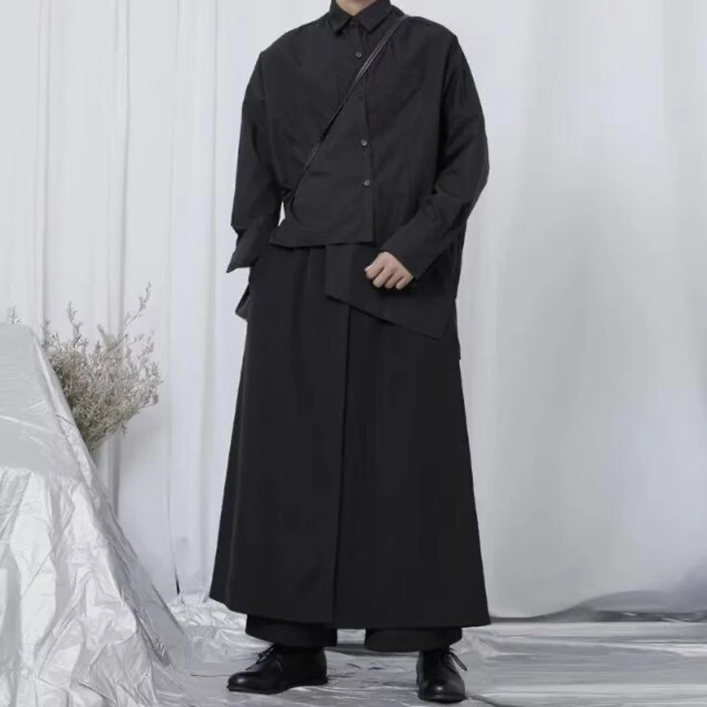 

Mens Asymmetrical Y2k Casual Shirt Streetwear Fashion Japanese Youth Trend Versatile Long Sleeved Top Men'S Clothing 2026 New