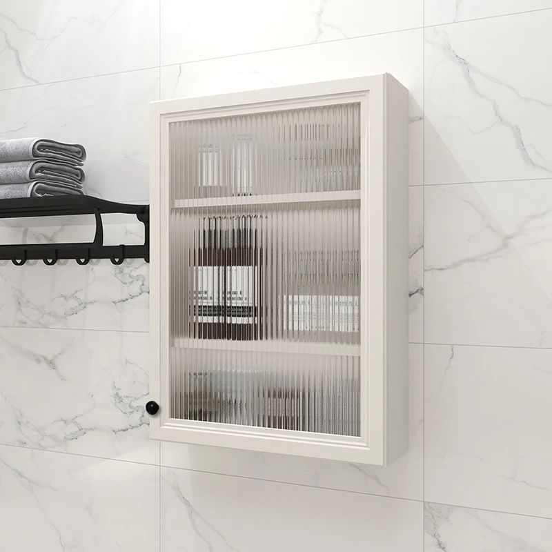 Waterproof aluminum alloy transparent glass door wall cabinet Multi-layer wall cabinet bathroom wall storage cabinet