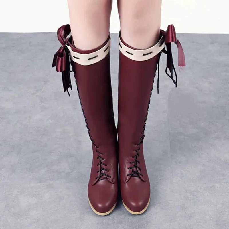 

Anime Cosplay Boots Violet Evergarden Lolita Shoes Customized Ladies Fashion Leisure Cartoon Bow Pu Lolita Shoes