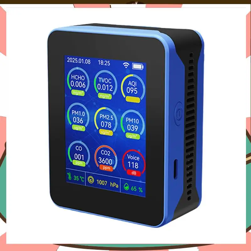 

Indoor Air Quality Monitor,Portable Smart Air Quality Tester For HCHO/TVOC/PM2.5/PM10/CO/CO2 For Home Cars Plants-[A59T]