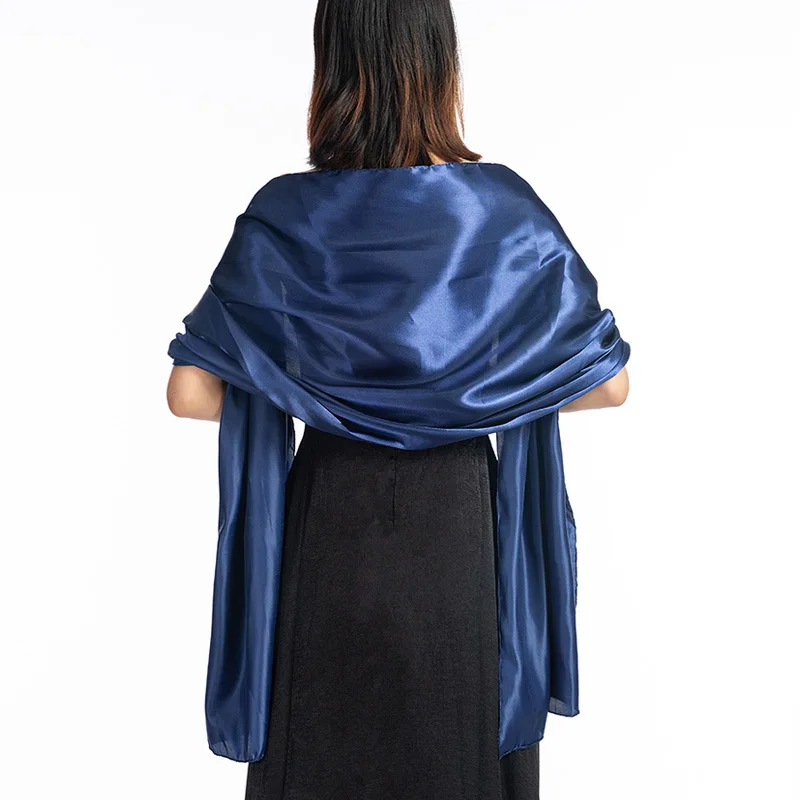 Fashion Women Long Satin Evening Dress Neck Guard Scarf Bandana Headscarf Thin Tassel Party Cloak Wedding Warm Shawl Q63