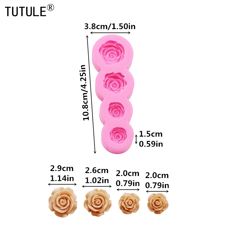 floral DIY resin phone case Clay mold 3D Rose floral Large Small Resin Accessories Silicone Molds Chocolate  Fudge Cake Mold