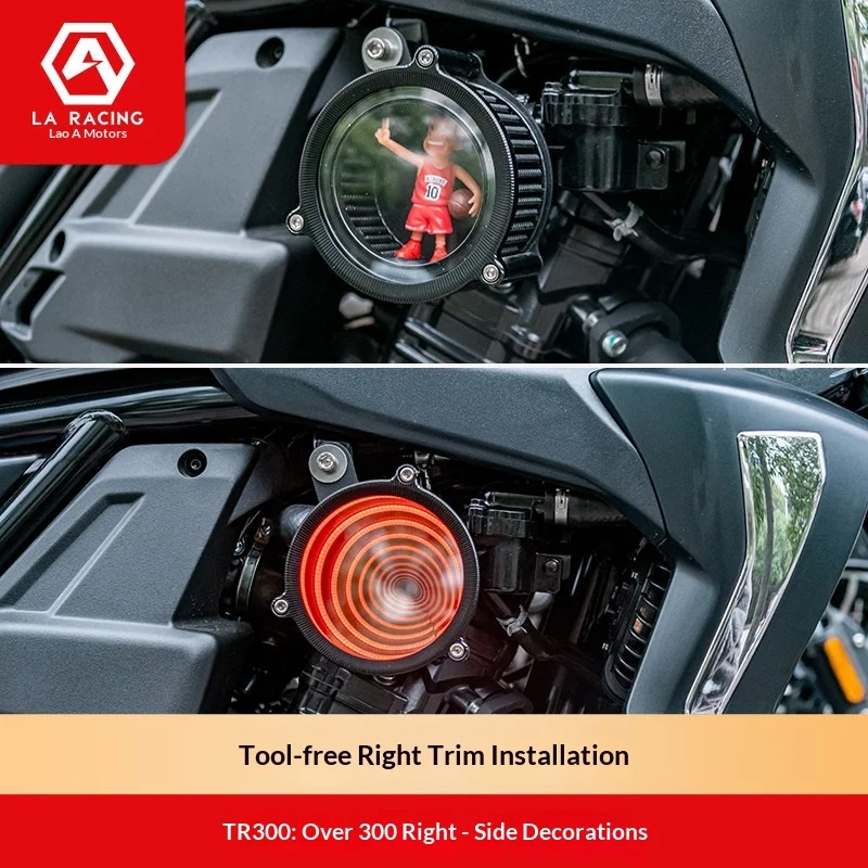 【Premium】For Haojue TR300 modification: right-side decorative air filter side panel trim and filter element decoration.