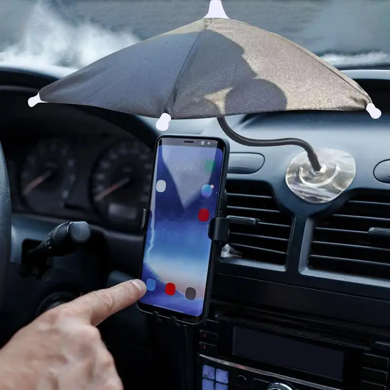 Cell Phone Umbrella Sun Shade For Car Mini Umbrella For Cell Phone 6-Rib Nylon Frame Mini Umbrella For Cell Phone Umbrella Phone