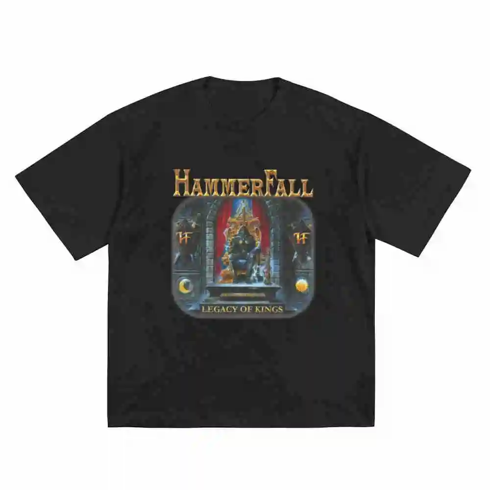 Hammerfall Legacy Of Kings Metal Rock Band Short Sleeve Tee 100% Cotton T-Shirt