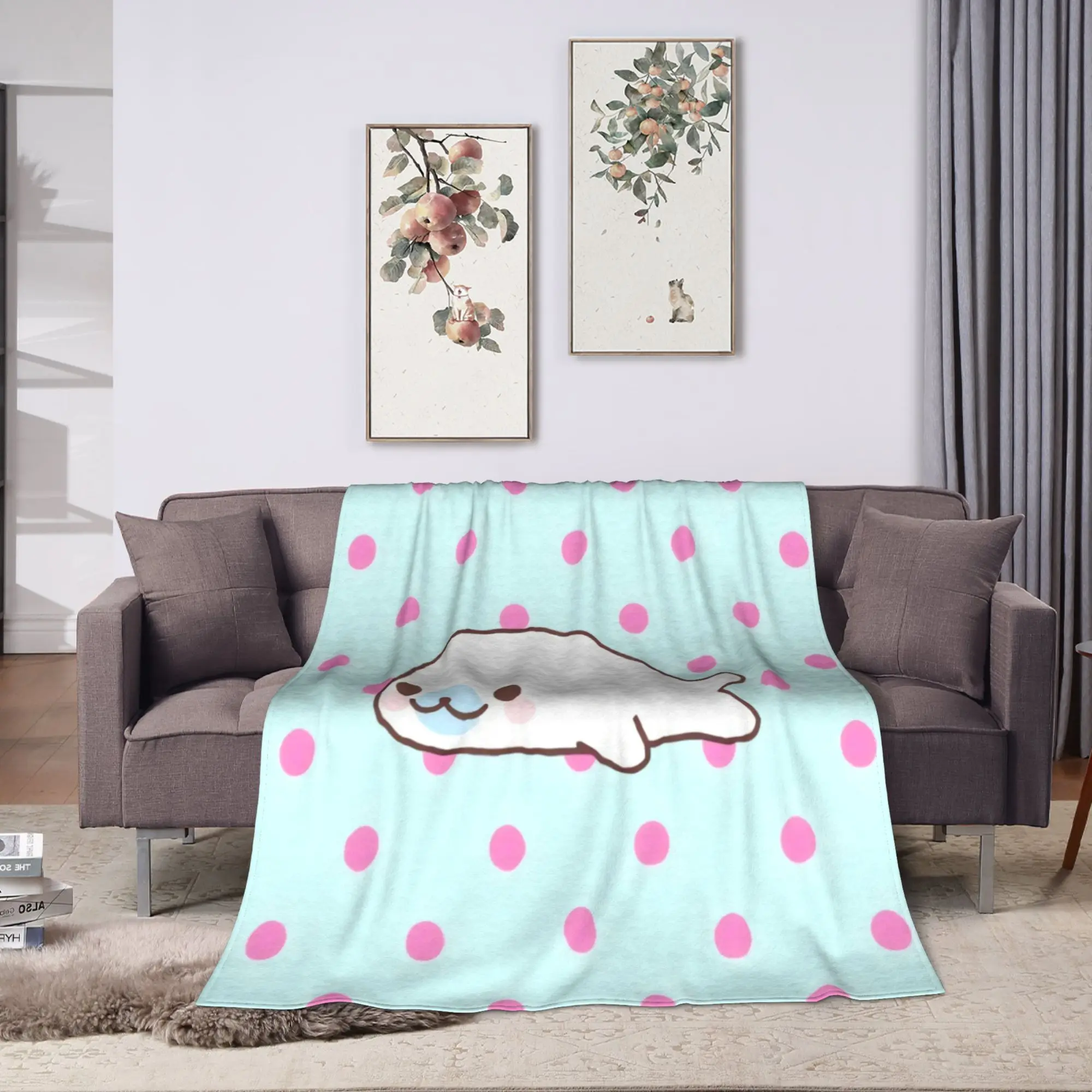 CUTE M-Mamegoma Seal Anime Blanket Flannel Throw Blanket For Living Room Super Soft Design Quality Bedspread Birthday Gift