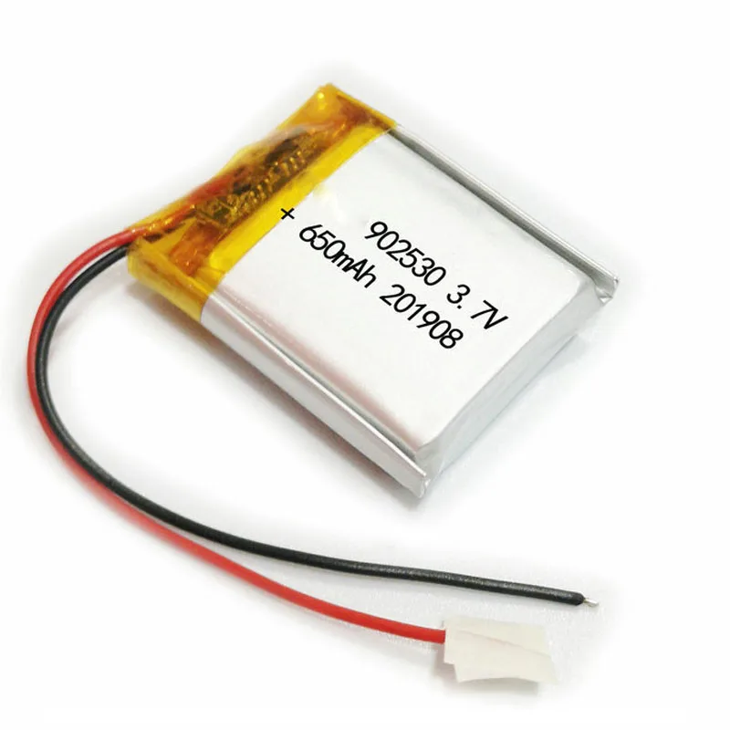 2/5/10/20 Pcs 3.7V 650mAh 902530 Lithium Polymer Ion Battery 2.0mm JST Connector