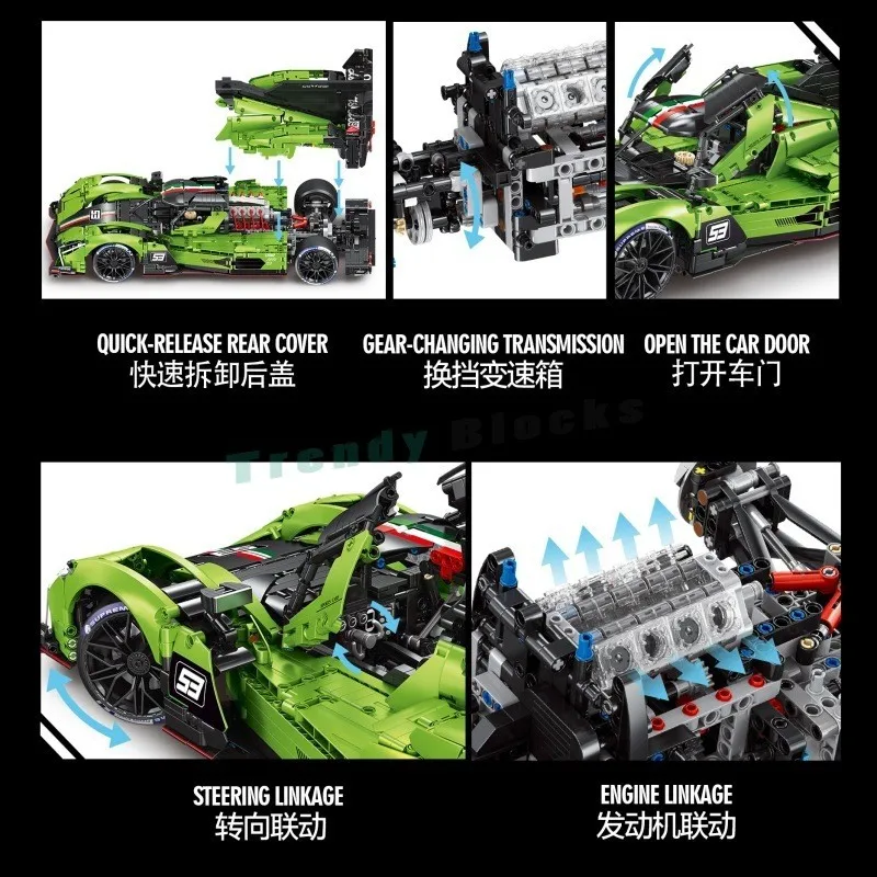 Y18081 3771 elementów 1:8 SC63 Wyścigowy Model Samochodu Techniczny RC 24 GODZIN W MANSIE Zabawki Prezent dla Chłopców