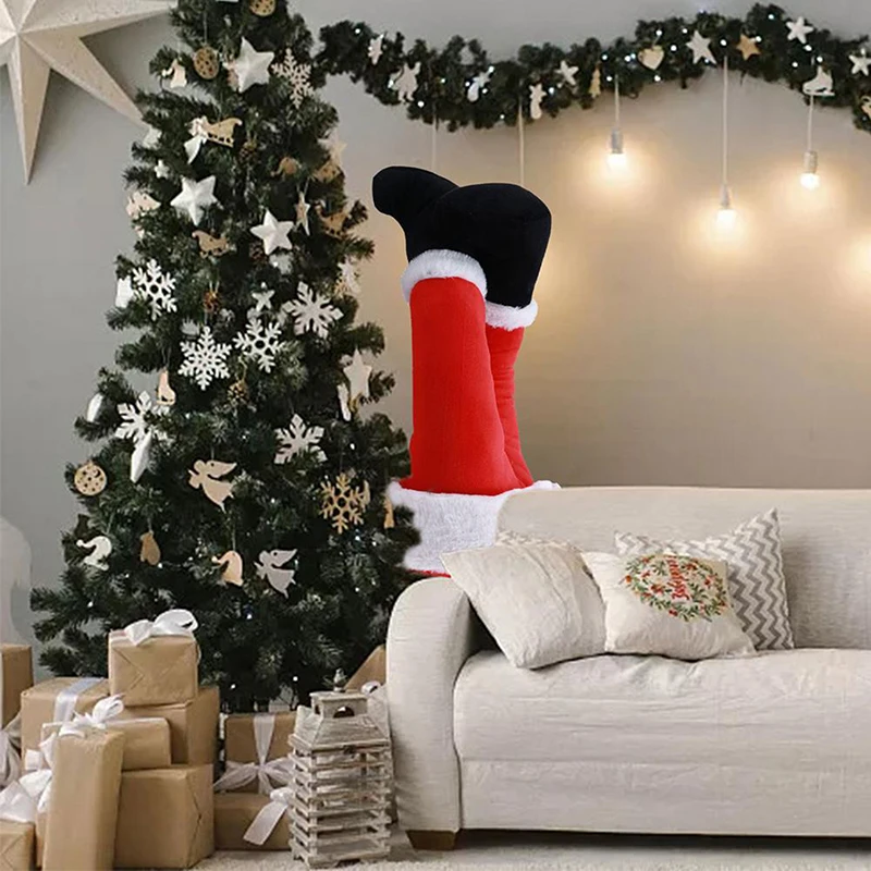 Christmas Tree Decoration Santa Claus Legs Plush Door Decor Santa Claus Elf Leg Christmas Decor For Home Hanging Ornaments 2024