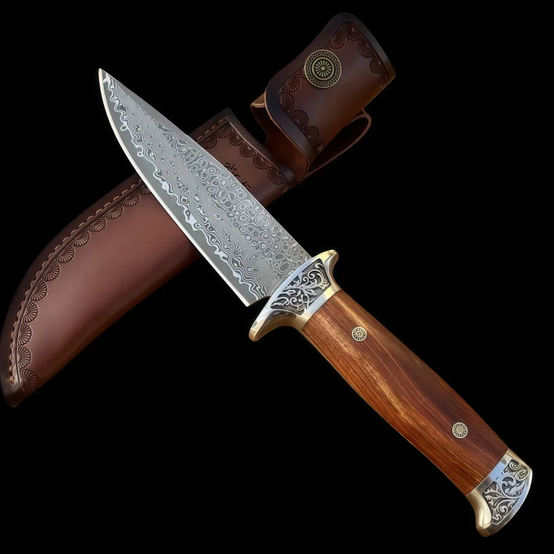 Damascus Steel High Hardness Survival Knife Multi functional Home Camping Sharp Outdoor Knife