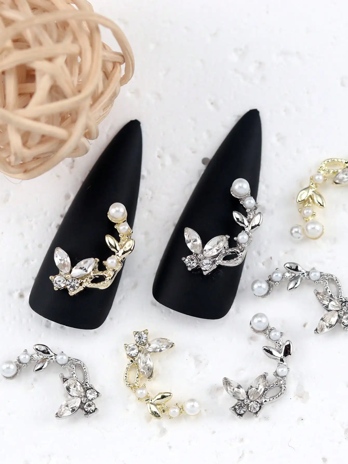 10pcs Nail Art Nail Accessories Y2K Luxury Style Ancient Butterfly Nail Gems, Nail Pearls DIY Nail Shop Special
