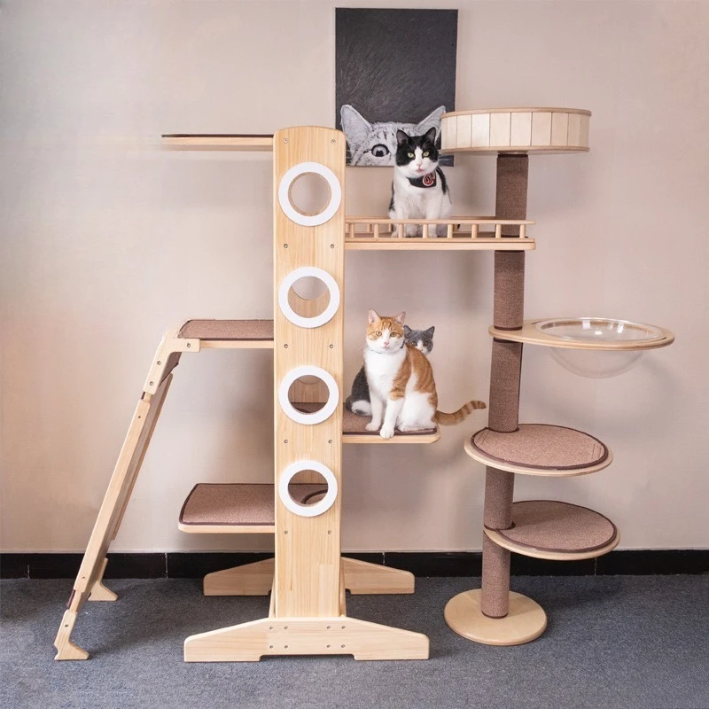 climbing frame, c nest, cat tree integrated, large  villa widened cat scratching board cloth