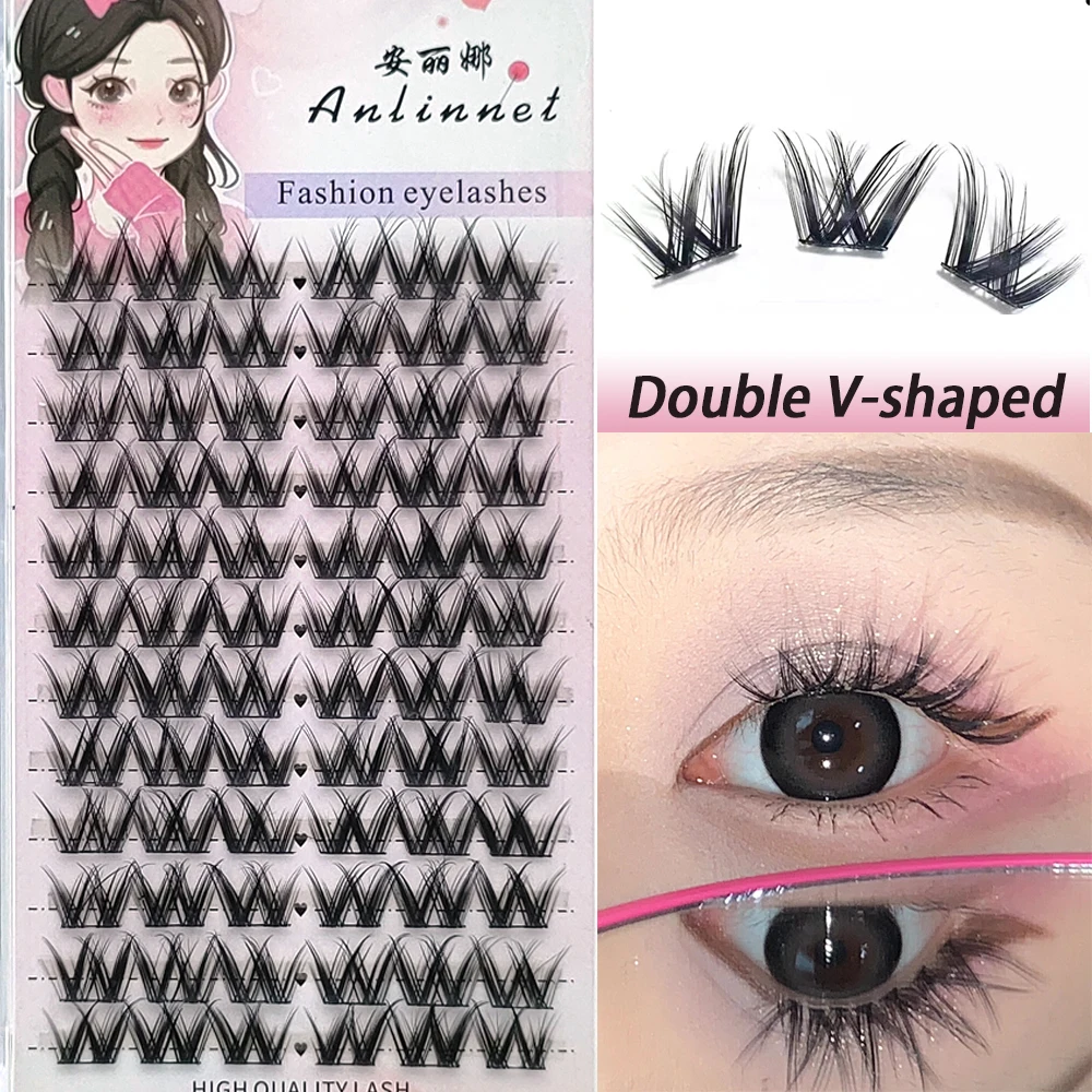 

New lazy series double V-shaped eyelash dense single cluster false eyelash segmented false eyelash beginner grafting tool