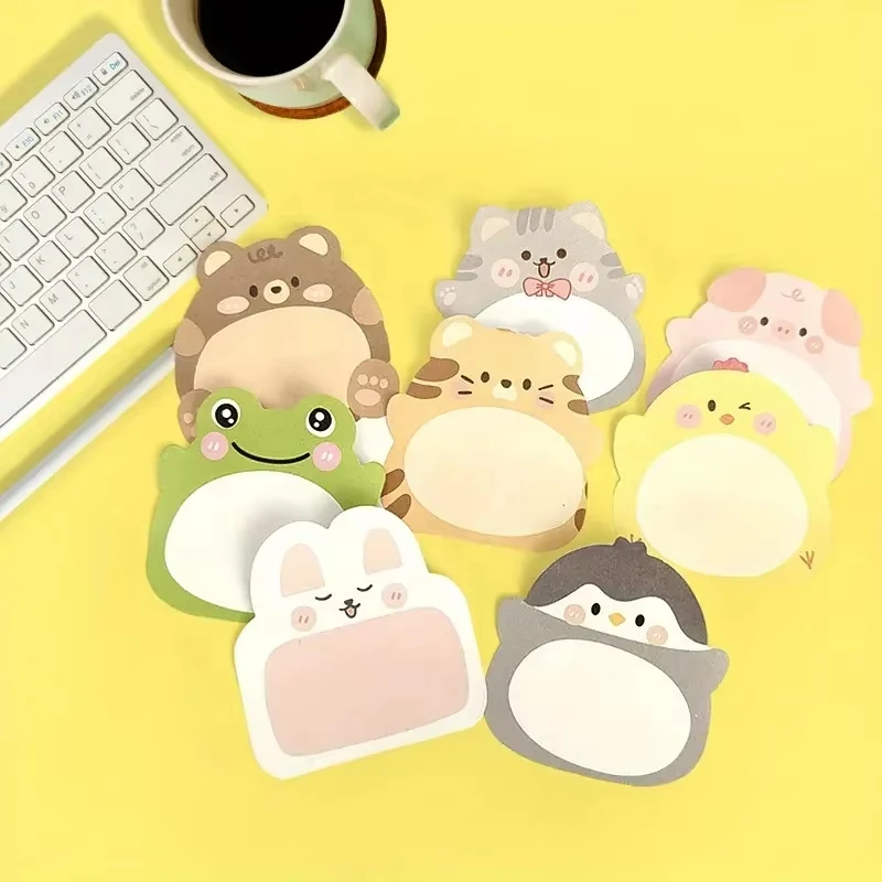 New 8 Packs Cartoon Small Animal Special-shaped Sticky Notes Office Simple Shape Creative Sticky Notes Cute Colorful Note Paper
