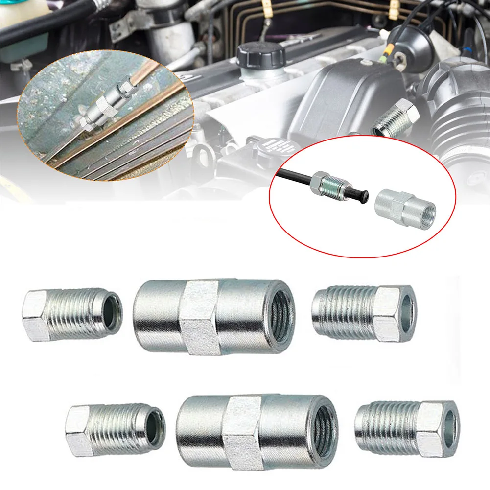 Brake Cable Connector Kit Brake Pipe 2 Way Female Connector With 4Pcs M10 10mm Male Nut 2Pcs Female Brake Pipe Connectors 3/16\