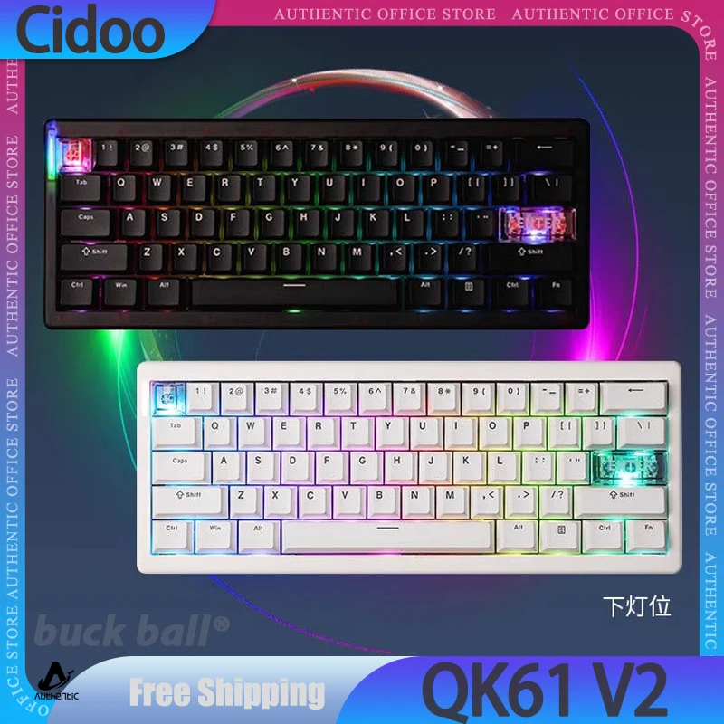 Cidoo Qk61 V2 Mechanical Keyboard 3Mode USB/2.4G/Bluetooth Wireless Keyboard Gasket Keyboard Custom Office Gaming Keyboard Gifts