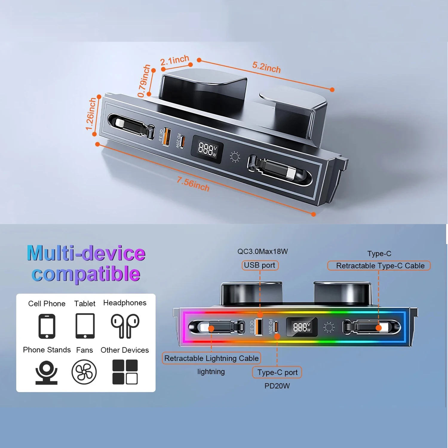 ฮับ USB สำหรับรถยนต์ Tesla Model 3 Highland ปี 2024-2025 และ Model Y Juniper ปี 2026 แท่นวางอุปกรณ์ในคอนโซลกลางรถยนต์ อุปกรณ์เสริม