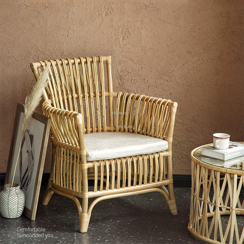 Chaises d'extérieur en rotin simple japonais, chaise inclinable nordique, chaise de plage à dossier de loisirs, meubles de balcon de maison et de salon