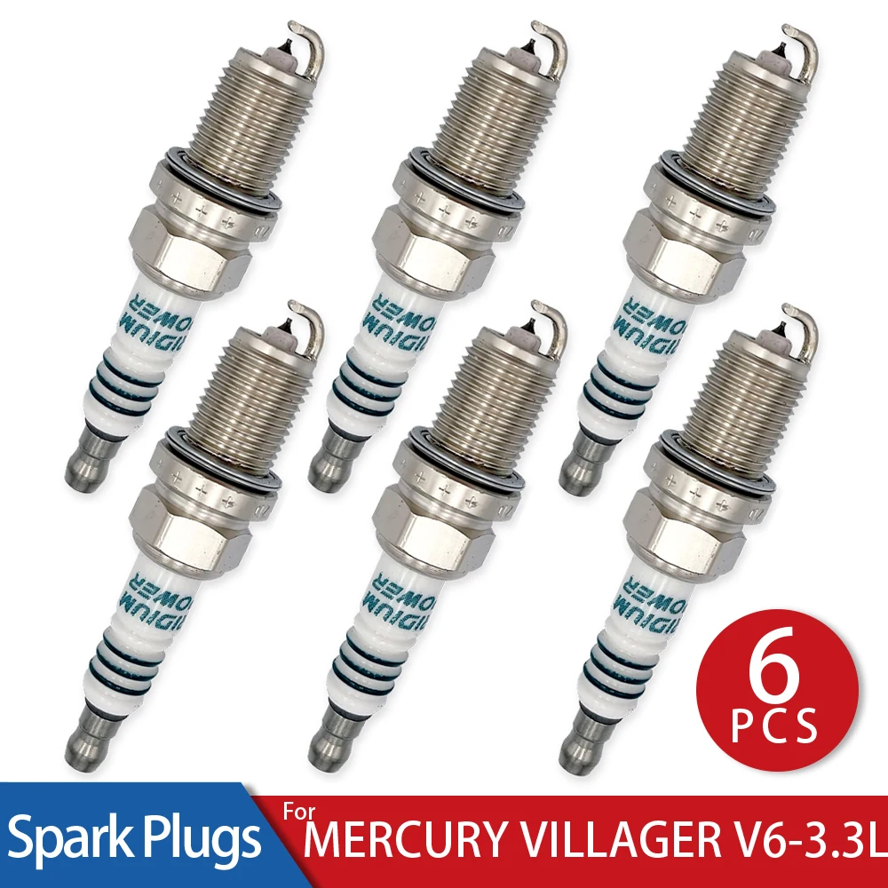 6 Pcs/Lot Iridium Power Spark Plugs Glow Plug for 1999-2002 MERCURY VILLAGER V6-3.3L Car Candle Stable Operation 80000km