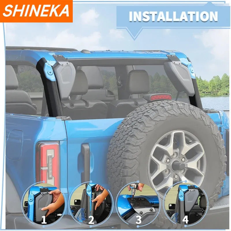 

SHINEKA автомобильная противоскользящая защитная крышка багажника, декоративная крышка для Ford Bronco 2021-2024, 2-дверные аксессуары для интерьера