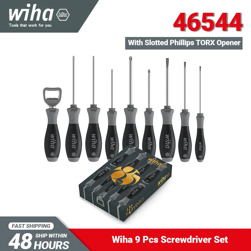 

Wiha 46544 Screwdriver Set 9Pieces Slotted Phillips TORX Opener 85-year Anniversy Limited Edition High Quality Classic