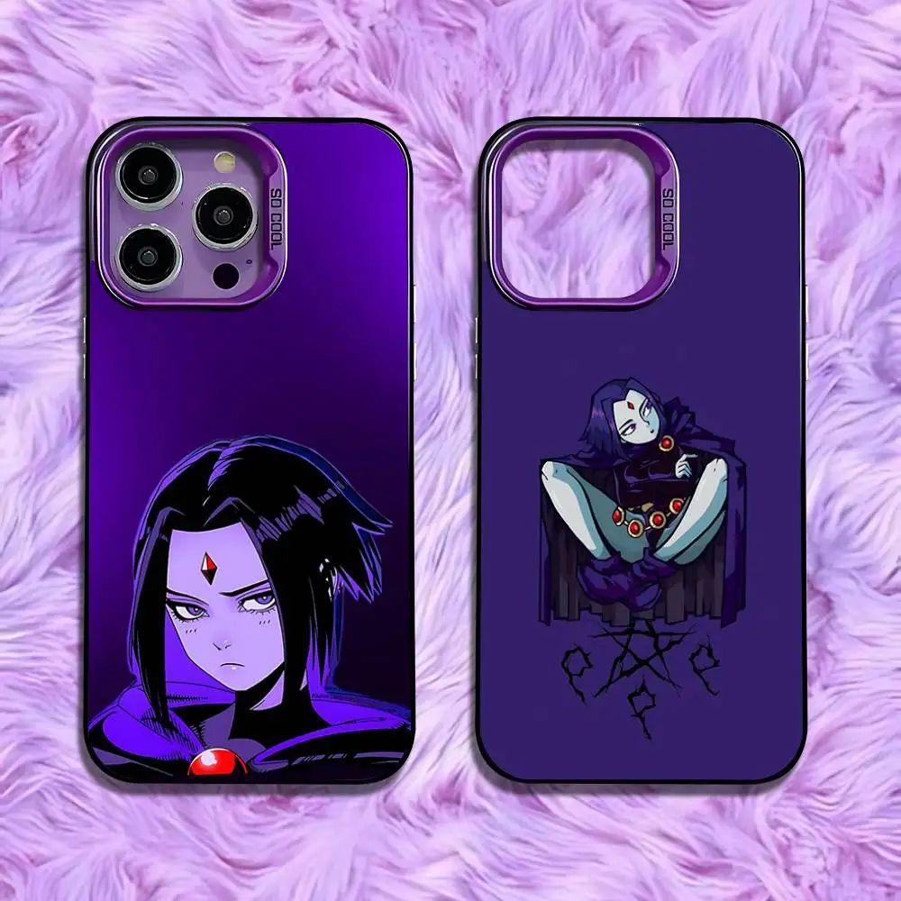 

Cartoon R-Raven Phone Case For iPhone 16,15,14,13,12,11,Pro,Max,Plus,Mini,SE Anti Fall Purple Matte Hard Bumper