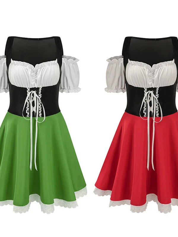 

2025 New Large Size Beer Costume Mh Beer Festival Carnival Bar Girl Outfit Women's Ethnic Stage Costume Spring