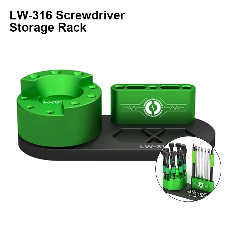 

LUOWEI LW-316 Aluminum Alloy Storage Holder for Mobile Phone Maintenance Screwdriver Tweezer Pryer Collection Rack