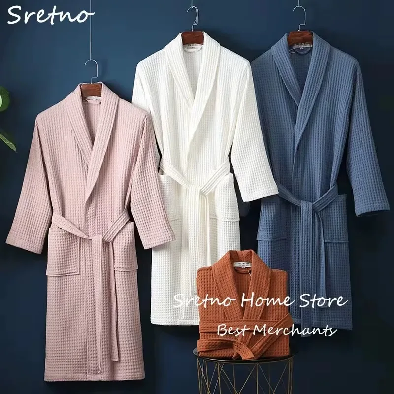 

Men Women 100% Cotton Terry Bathrobes Suck Water Towel Sleepwear Spa Hotel Long Bath Robe Kimono Plus Size Dressing Gown Lovers