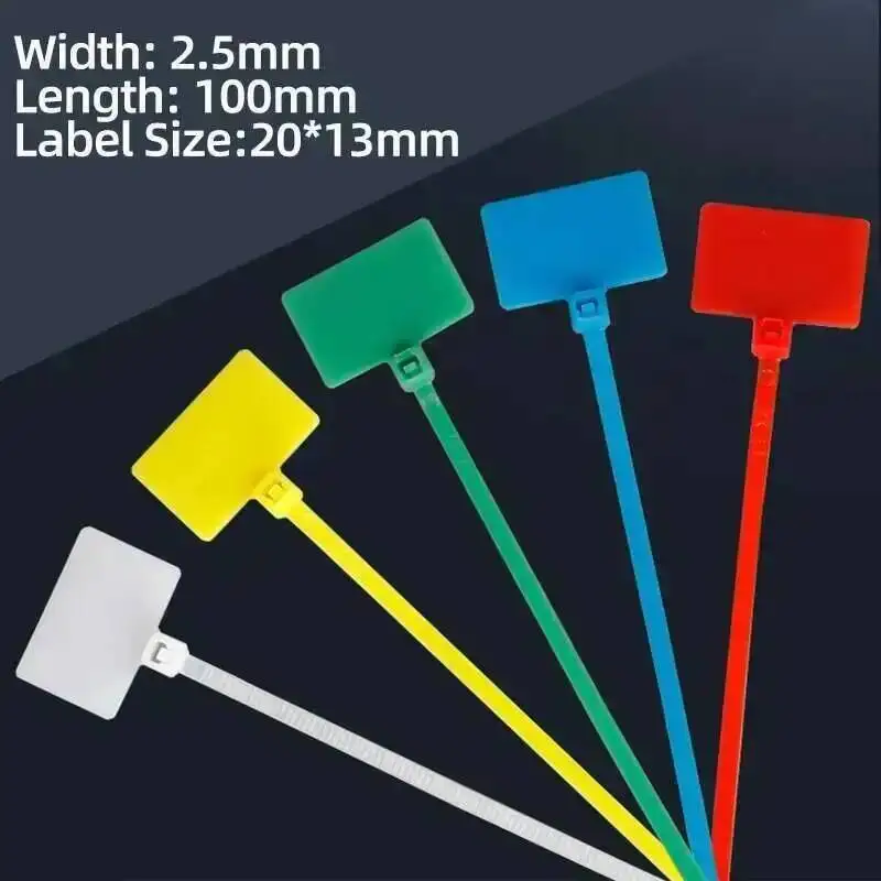 100pcs Mark Label 3*100 Cable Tie Colorful Waterproof Wire Harness With Network Fixing Nylon Hanging Buckle Colorful