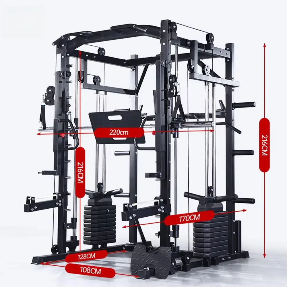 High Quality Bodybuilding Cable Cross Multifunctional Power Cage Squat Rack Chest Workout Training Smith Machine