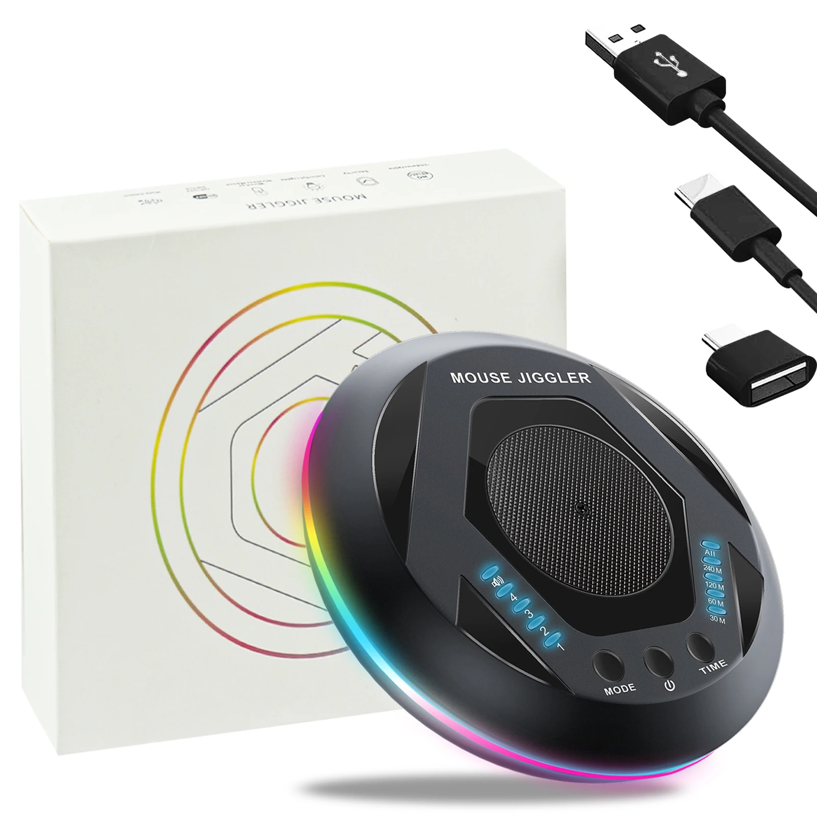 Mouse Mover with Timer & LED Color Option Undetectable Mouse Jiggler 4 Speed Mode Auto Move Pad Keep PC Active.-Black