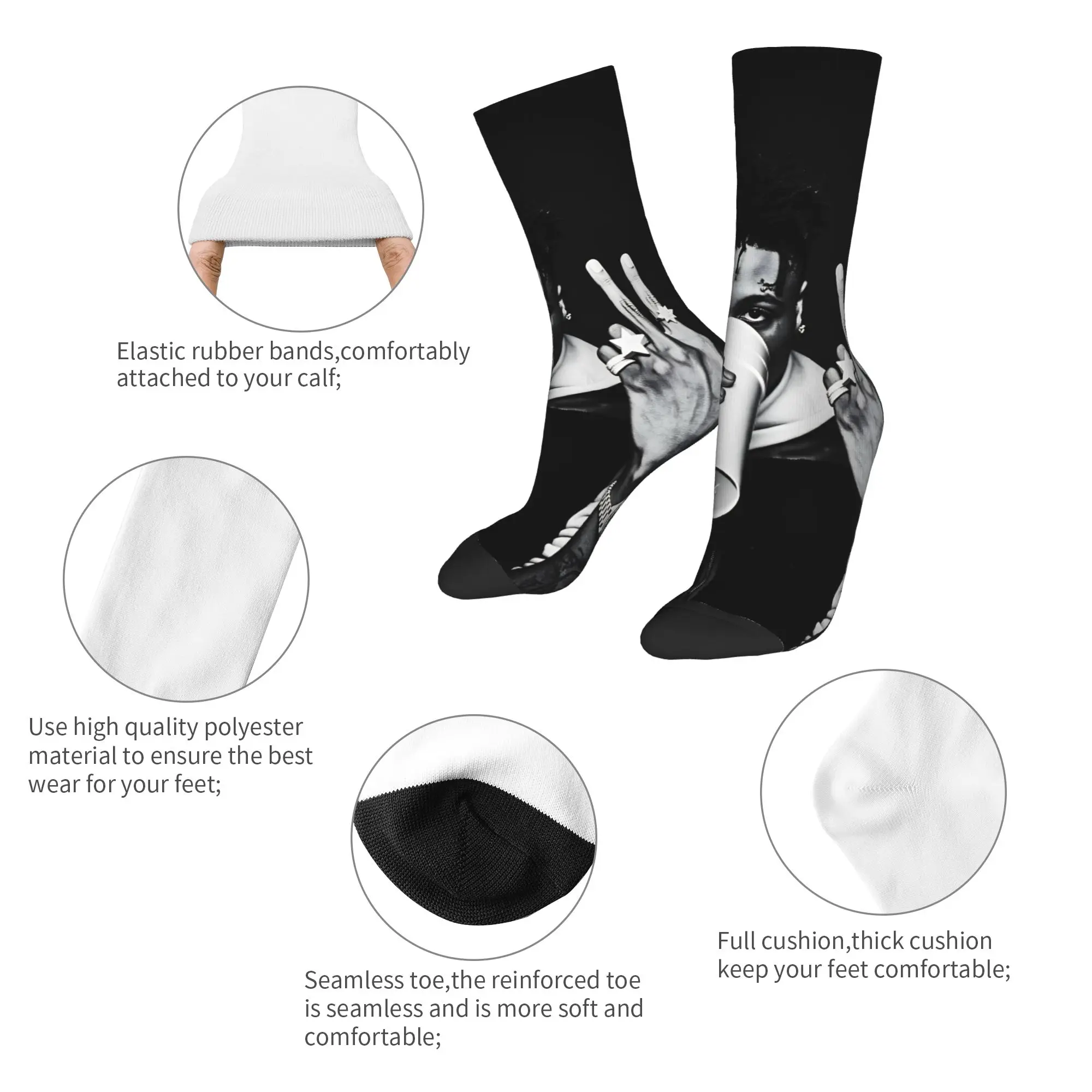 مغني الراب الصبي الصغير أبدا كسر مرة أخرى جولة ماسا 2025 طباعة الجوارب المضادة للانزلاق جوارب الرجال الجوارب الناعمة الدافئة الشتاء الجوارب